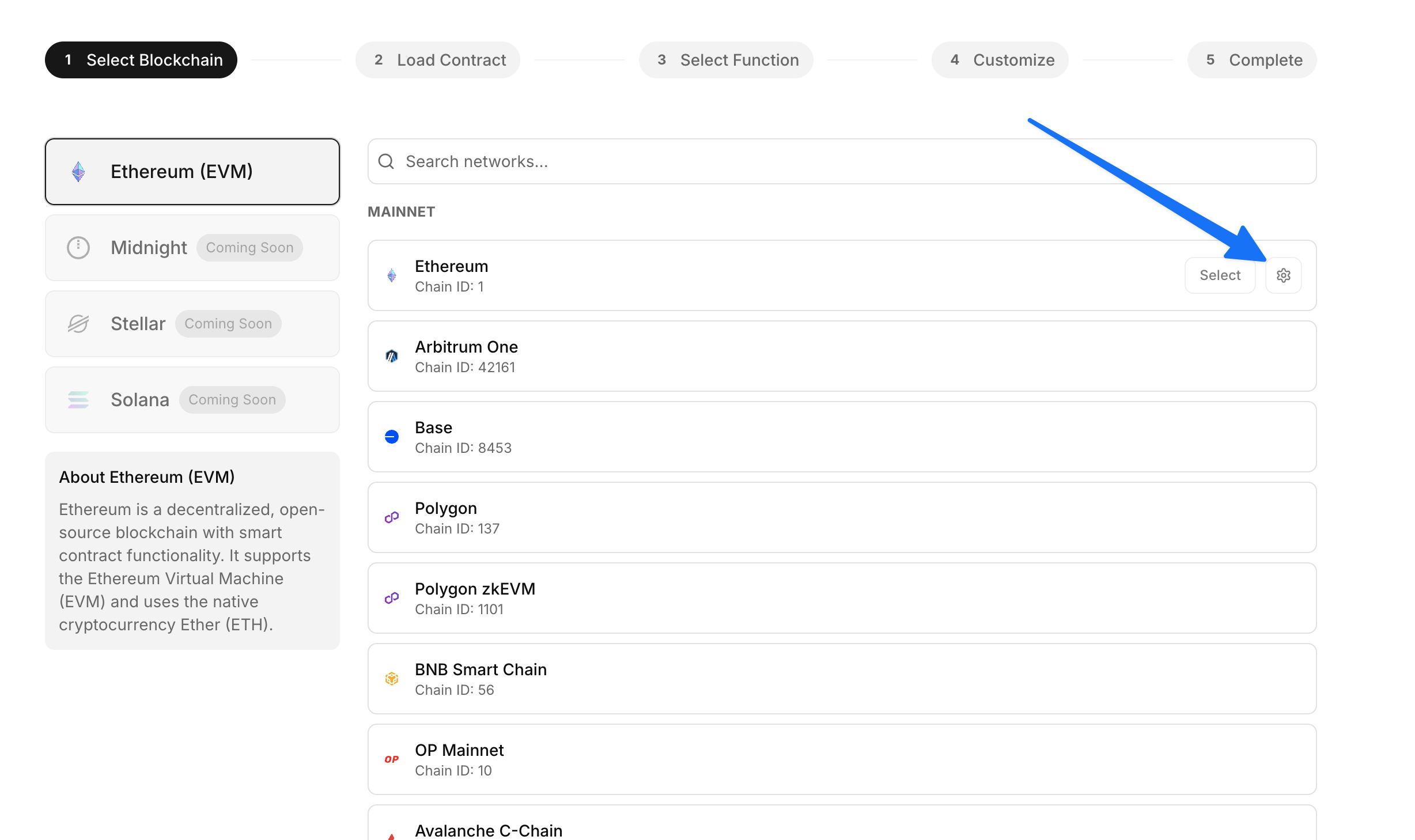 Networks config button